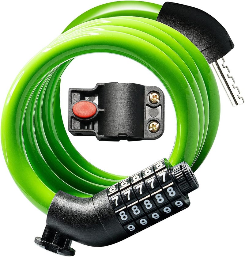 KEYSTP Bike Lock Cable with Combination,High Security 5-Digit Resettable Combination Bicycle Lock Anti-Theft, with Mounting Bracket for Bikes and Scooters - Image 1